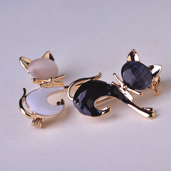 Cute Cat Brooch Cat Eye Stone Brooch