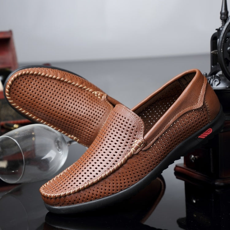 Round Head Hollow Breathable and Comfortable Casual Leather Shoes