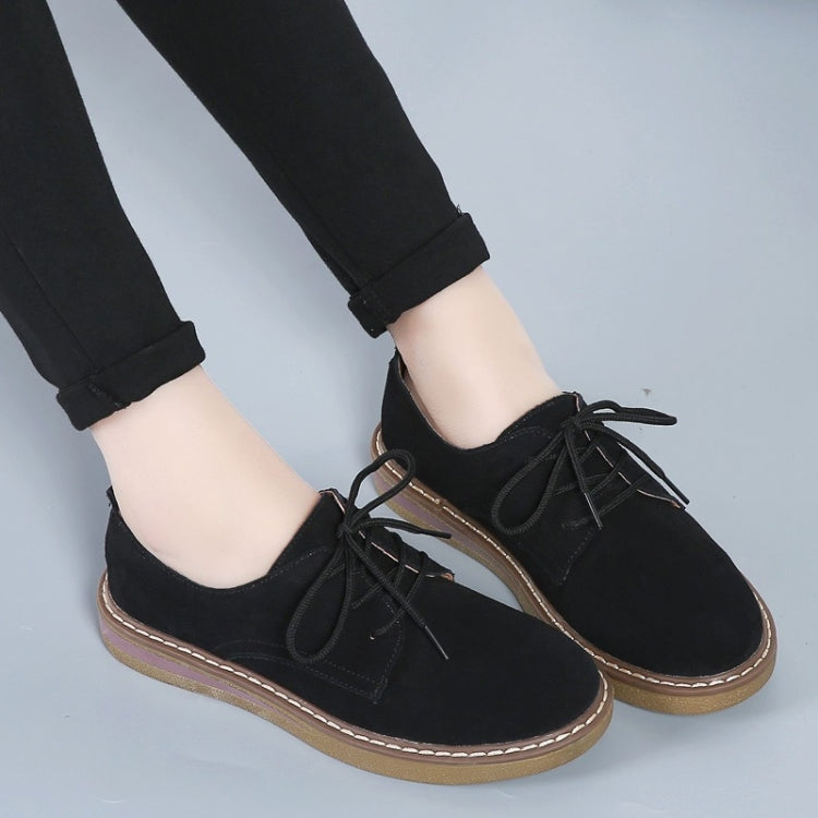 Suede Flat Bottom Lace-up Wear Resistant Fashion Casual Shoes for Woman