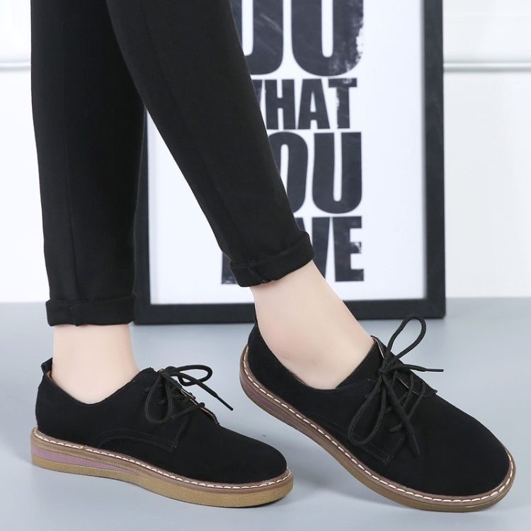 Suede Flat Bottom Lace-up Wear Resistant Fashion Casual Shoes for Woman