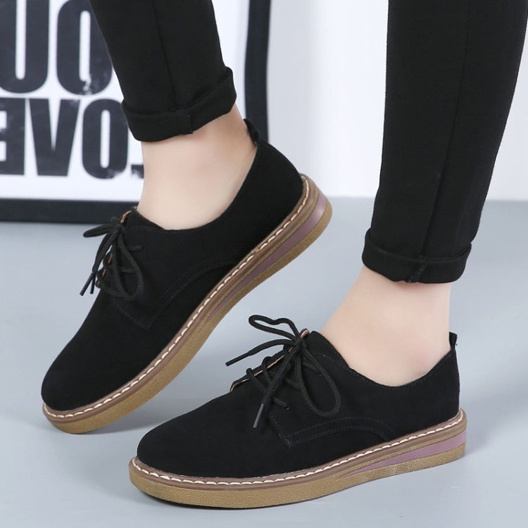 Suede Flat Bottom Lace-up Wear Resistant Fashion Casual Shoes for Woman