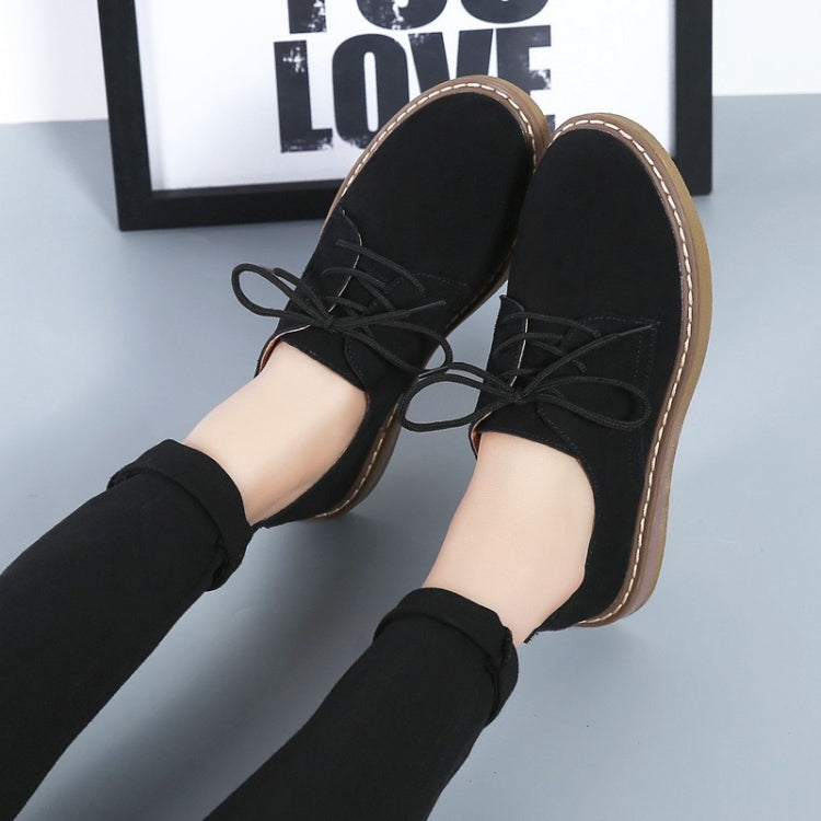 Suede Flat Bottom Lace-up Wear Resistant Fashion Casual Shoes for Woman
