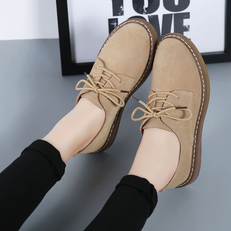 Suede Flat Bottom Lace-up Wear Resistant Fashion Casual Shoes for Woman