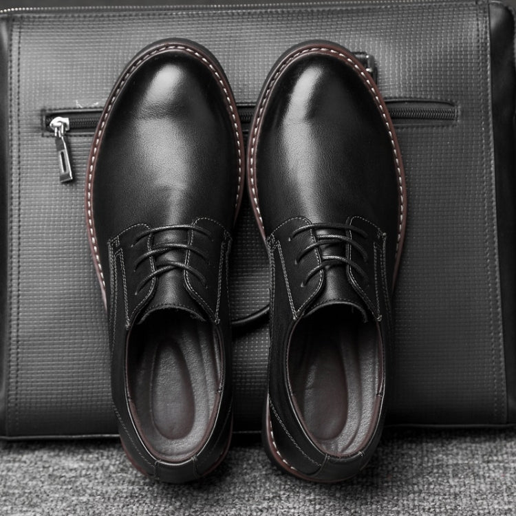 Round Head Solid Color First Layer Cowhide Casual Shoes for Men