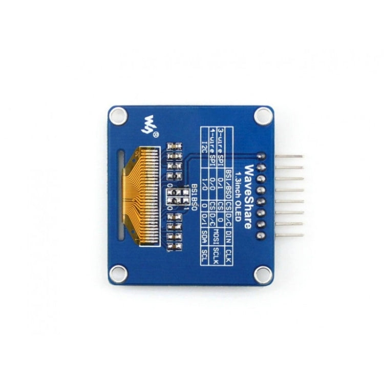 Waveshare 1.3 inch 128*64 OLED(A), SPI/I2C interfaces, Curved Horizontal Pinheader