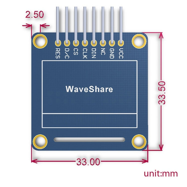 Waveshare 0.96 inch 128*64 OLED (B), SPI/I2C Interfaces, Straight Vertical Pinheader