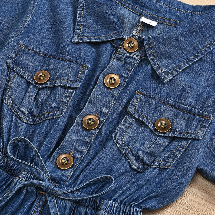 Casual Short-sleeved One-piece Children Denim Shorts Cotton