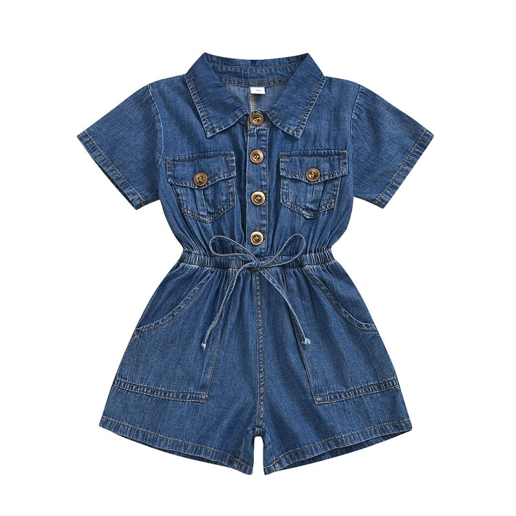 Casual Short-sleeved One-piece Children Denim Shorts Cotton