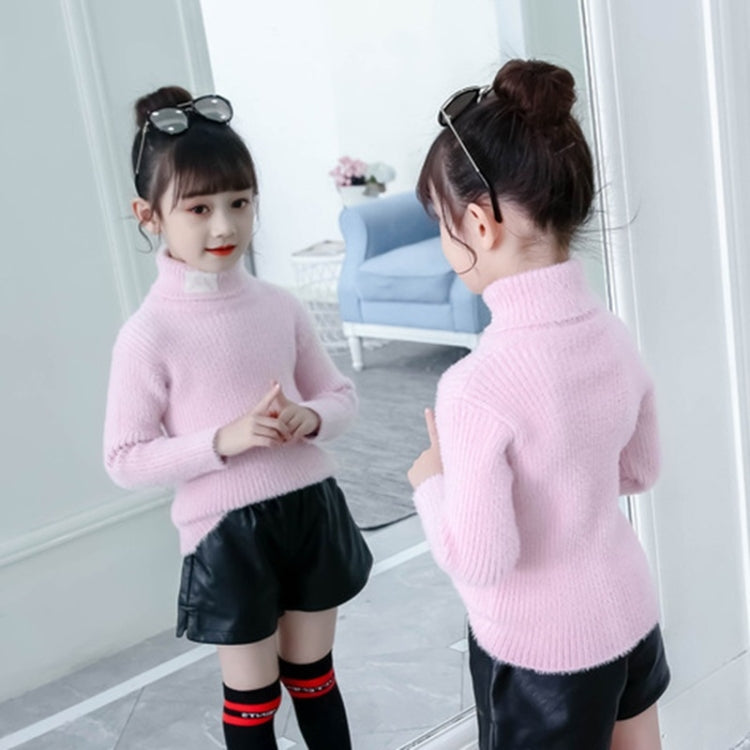 Letter Pattern Imitation Mink Velvet Children Turtleneck Knitted Sweater