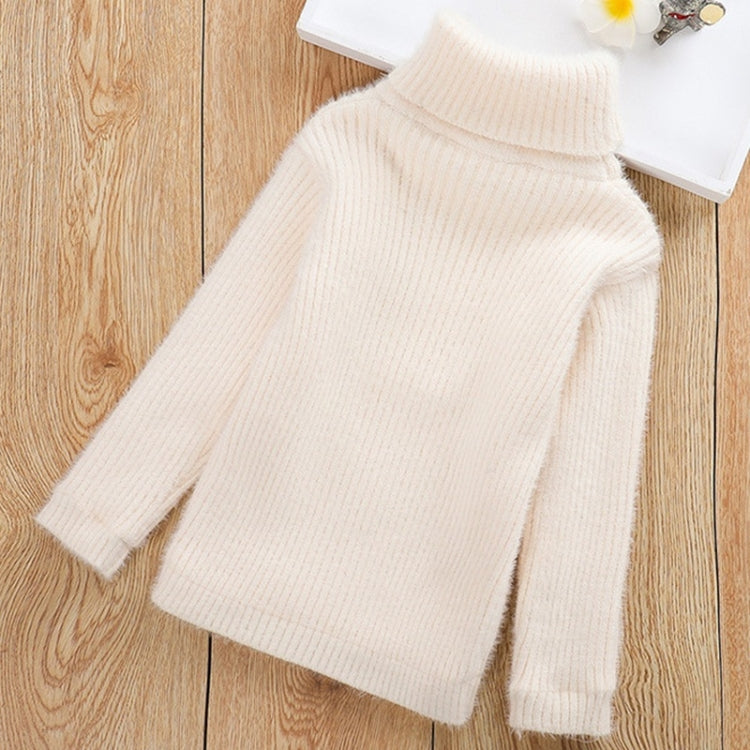 Letter Pattern Imitation Mink Velvet Children Turtleneck Knitted Sweater