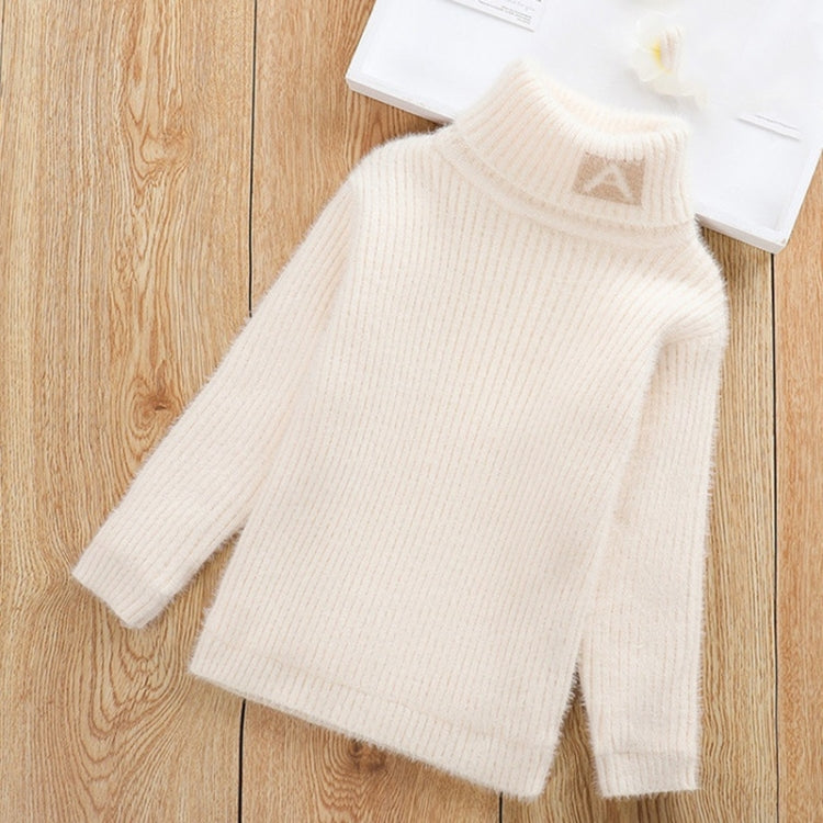 Letter Pattern Imitation Mink Velvet Children Turtleneck Knitted Sweater