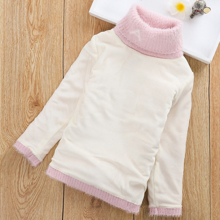 Plus Cashmere Style Letter Pattern Mink Cashmere Children Turtleneck Knitted Sweater