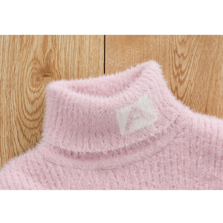 Plus Cashmere Style Letter Pattern Mink Cashmere Children Turtleneck Knitted Sweater