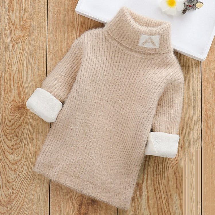 Plus Cashmere Style Letter Pattern Mink Cashmere Children Turtleneck Knitted Sweater