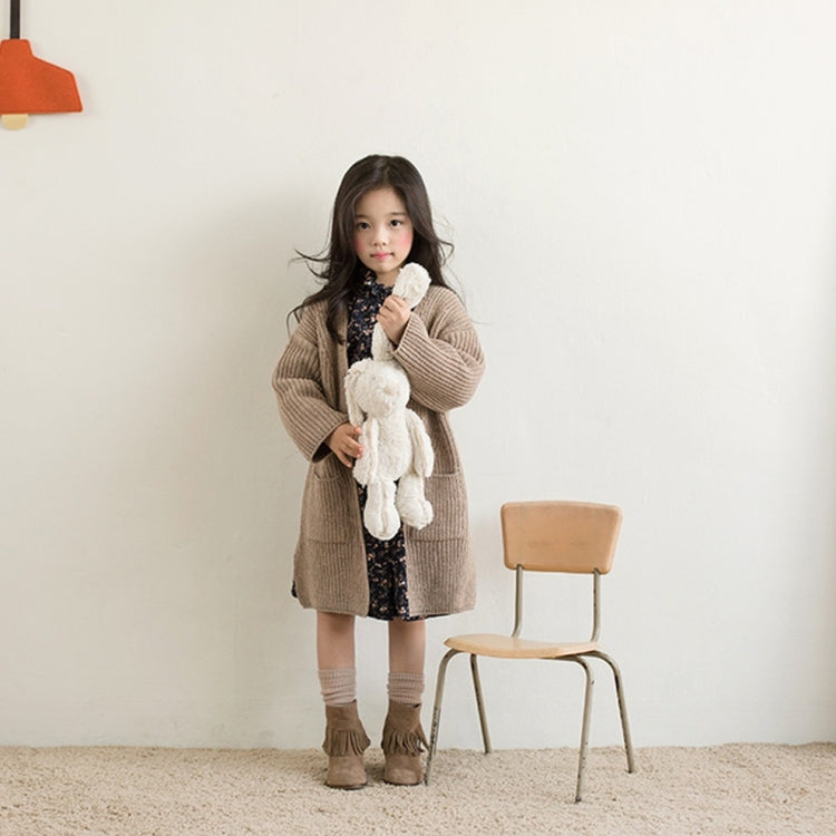 Childrens Clothing Girls Sweater Thick Knitted V-neck Childrens Cardigan Jacket Single-breasted Jacket