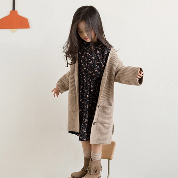 Childrens Clothing Girls Sweater Thick Knitted V-neck Childrens Cardigan Jacket Single-breasted Jacket