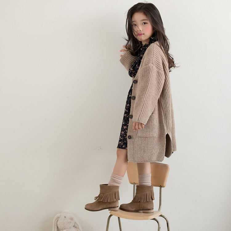 Childrens Clothing Girls Sweater Thick Knitted V-neck Childrens Cardigan Jacket Single-breasted Jacket