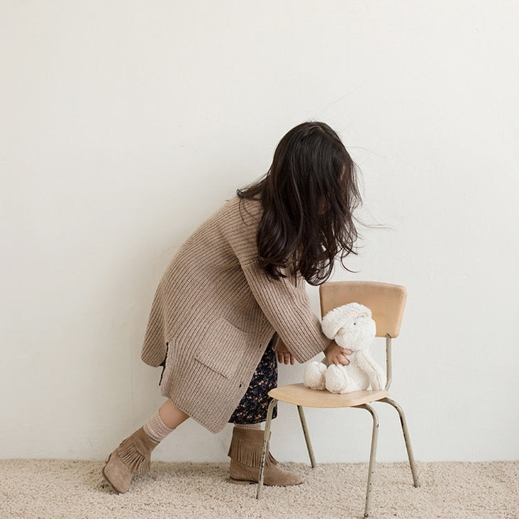 Childrens Clothing Girls Sweater Thick Knitted V-neck Childrens Cardigan Jacket Single-breasted Jacket