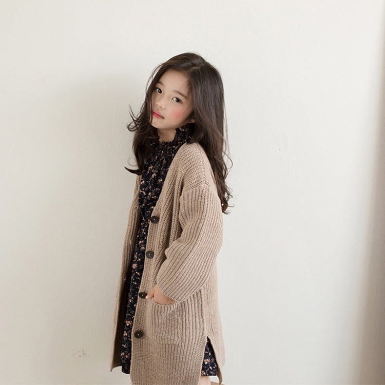 Childrens Clothing Girls Sweater Thick Knitted V-neck Childrens Cardigan Jacket Single-breasted Jacket