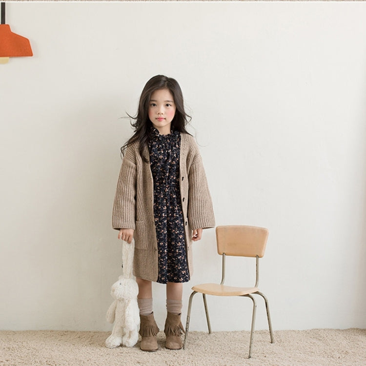 Childrens Clothing Girls Sweater Thick Knitted V-neck Childrens Cardigan Jacket Single-breasted Jacket