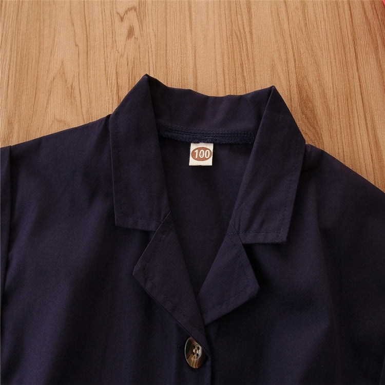 Girls Short-sleeved Single-breasted Jumpsuit