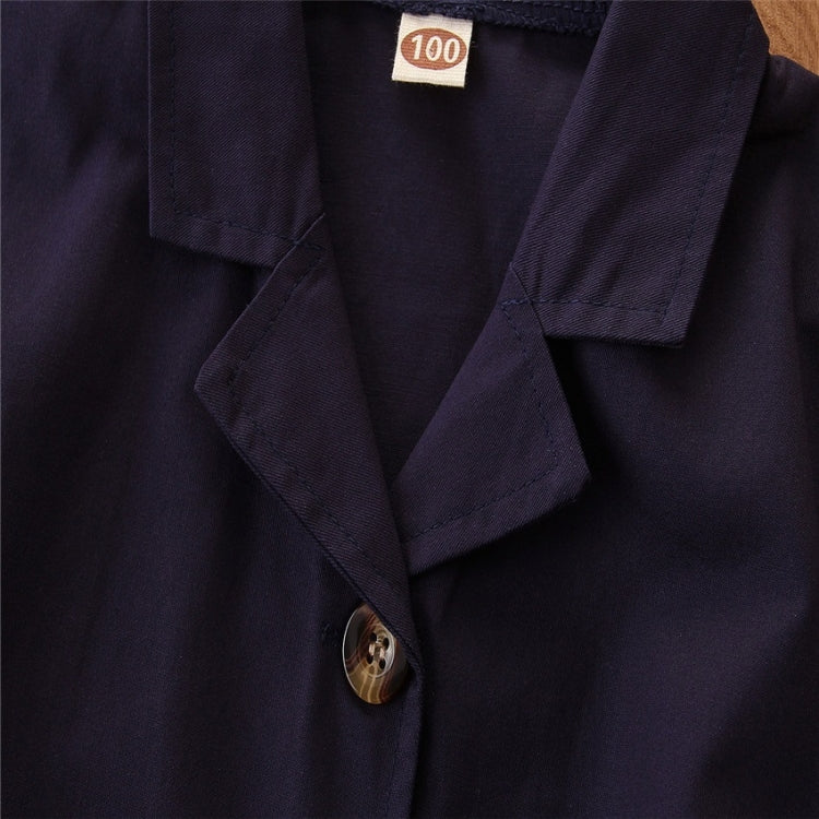 Girls Short-sleeved Single-breasted Jumpsuit