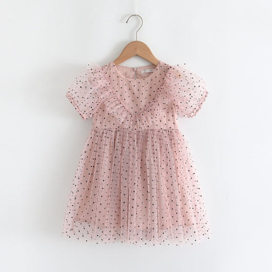 Girls Mesh Dot Lace Dress