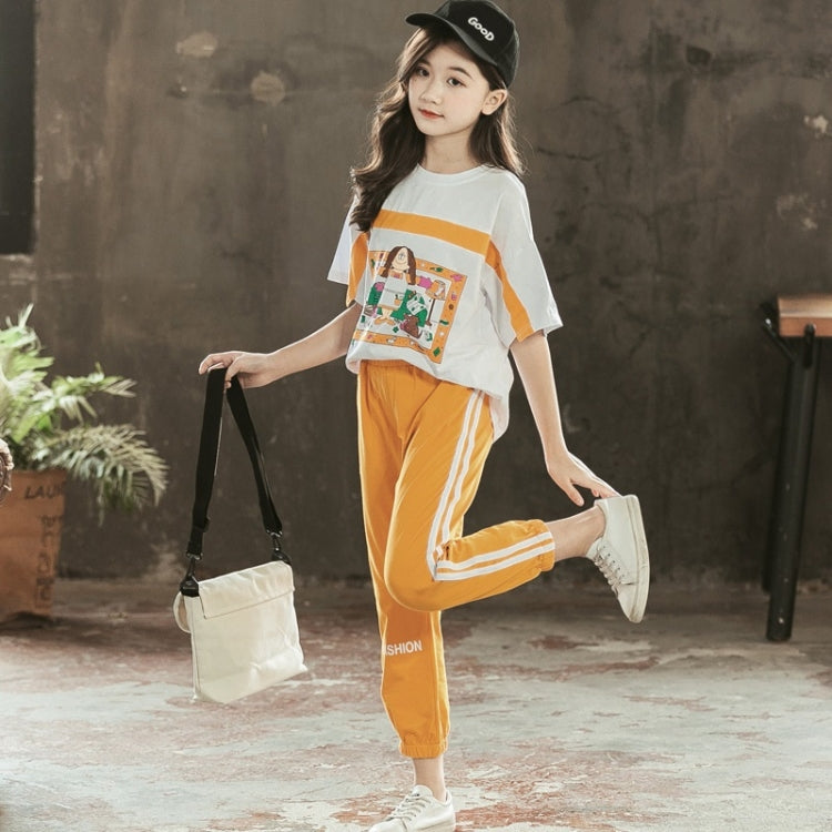 Girls Short-sleeved Blouse + Two-piece Casual Trousers