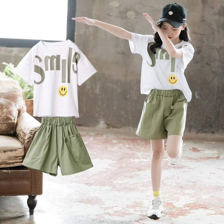Girls Short-sleeved Top + Two-piece Group Pants