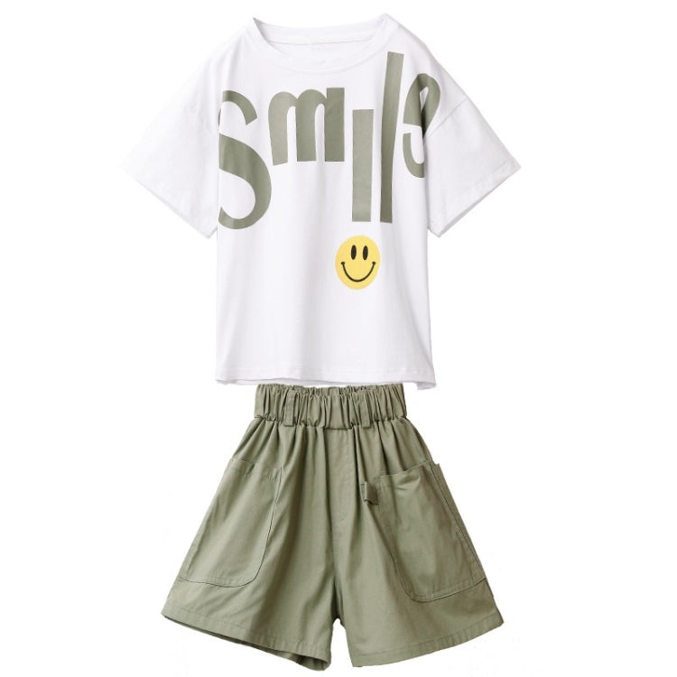 Girls Short-sleeved Top + Two-piece Group Pants
