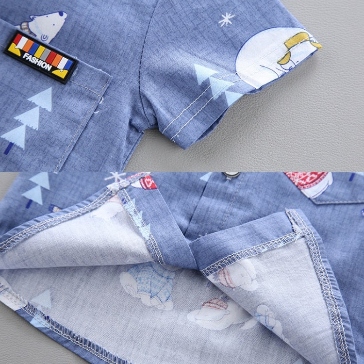 Summer Kids Leather Label Bear Shirt Short Sleeve Two-piece Suit