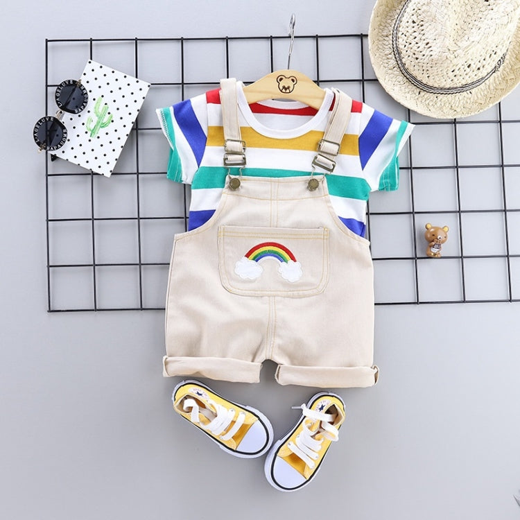 Summer Two-piece Baby Suspenders Suit Striped Short-sleeved Summer Dress