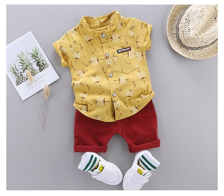Summer Childrens Short-sleeved Suit Shirt Two-piece Suit